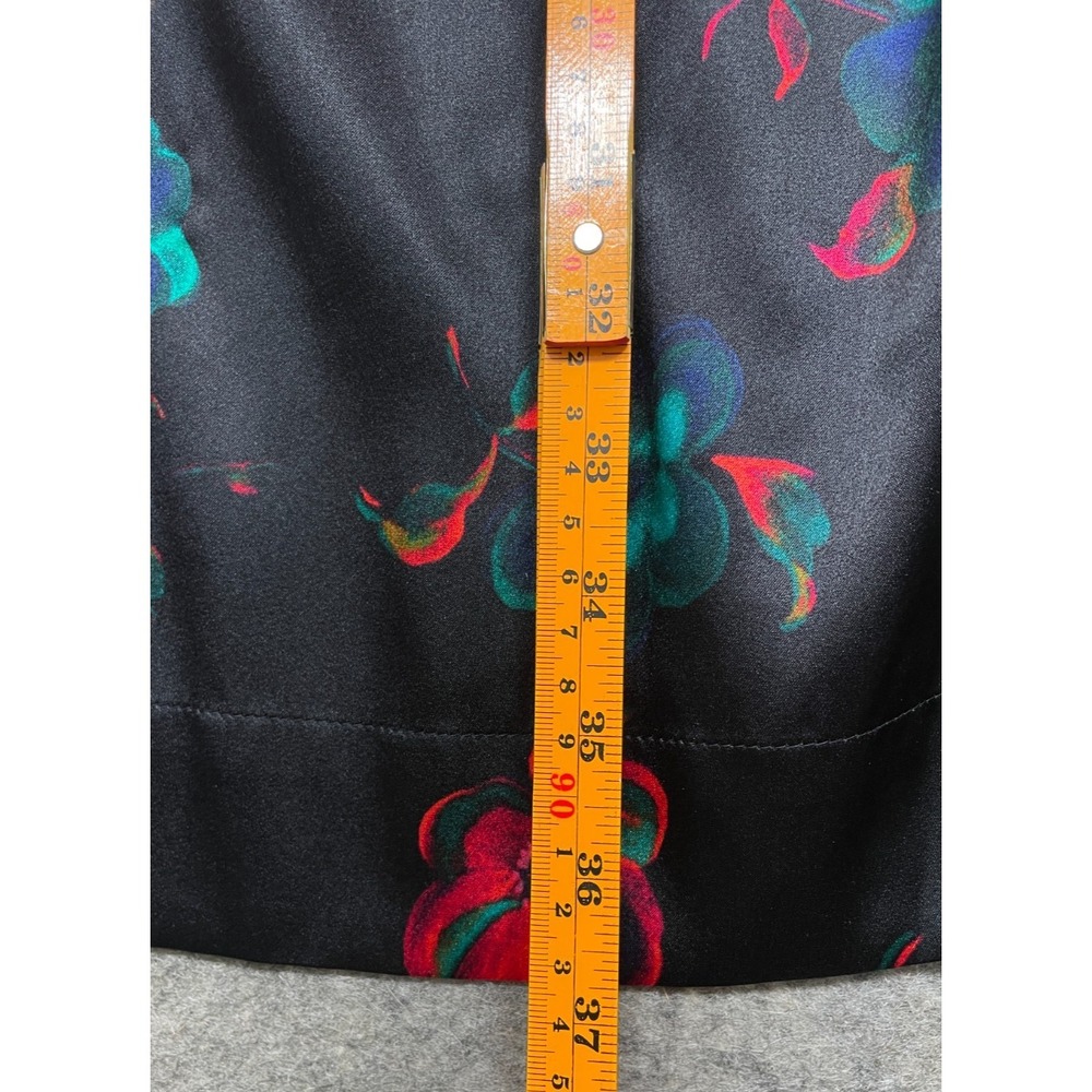 Ganni Tie-Waist Floral Silk Stretch Satin Midi Skirt Black 34 US XS 2 - Picture 12 of 12